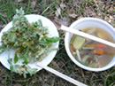 山菜の天ぷらと山菜汁